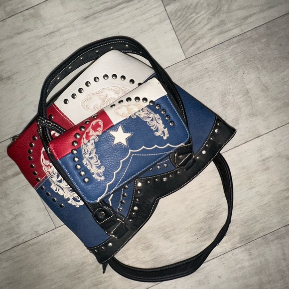 Soul West women Texas Flag embroidered hand bag and wallet. - Picture 5 of 8